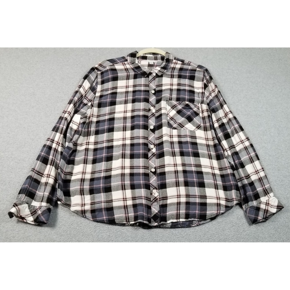 Time and Tru Button Up Shirt Womens XL Multicolor Plaid Lightweight Flannel Fall